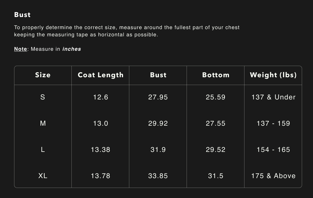 Women's Signature Bold Sports Bra size chart
