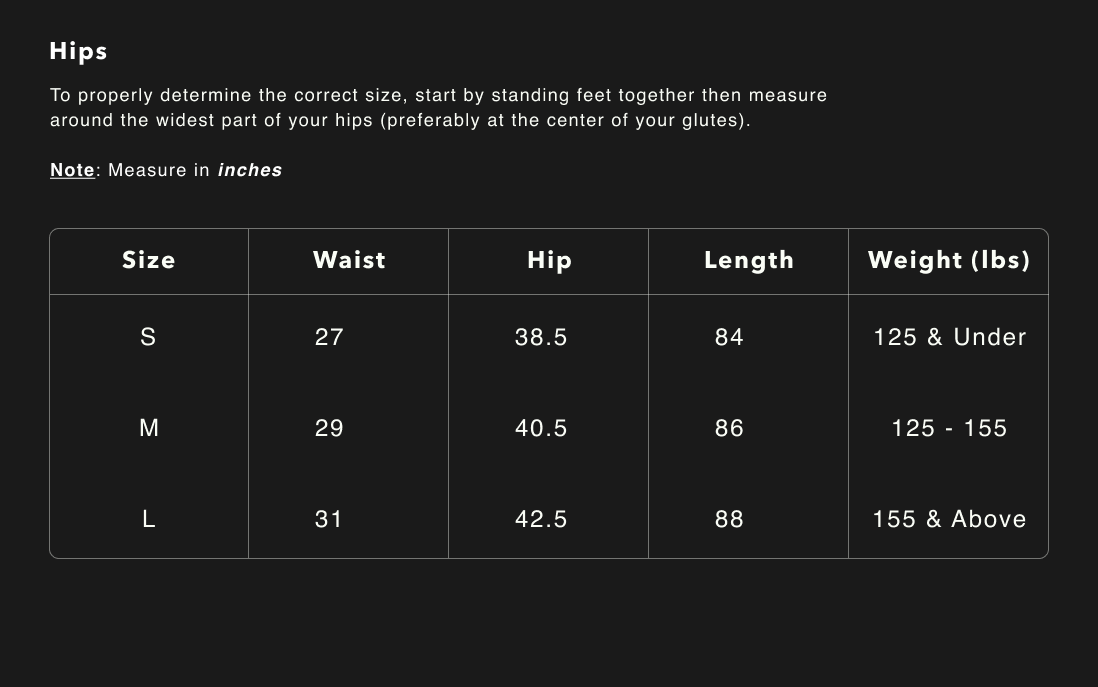 Women&#39;s Signature Scrunch Leggings size chart