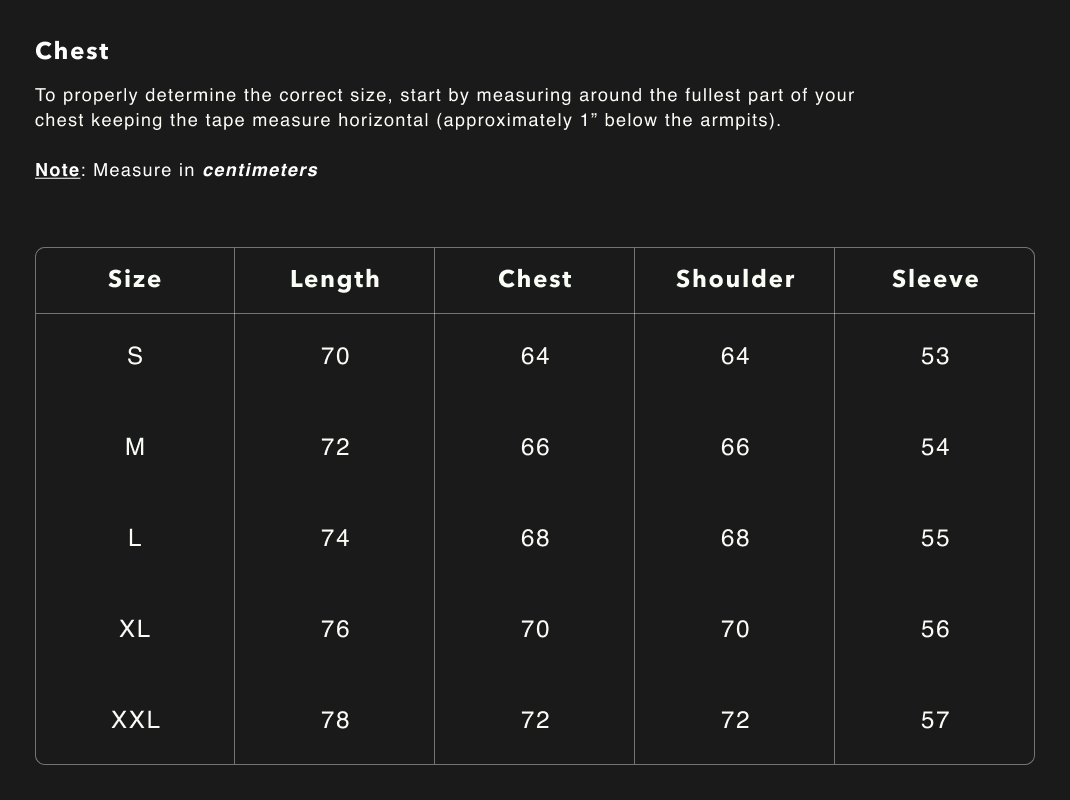 TBL Acid Wash Hoodie size chart